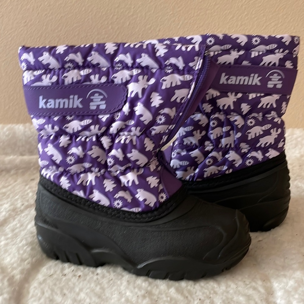 Kamik NWOT Purple Animal Print Snow Boots Size 10